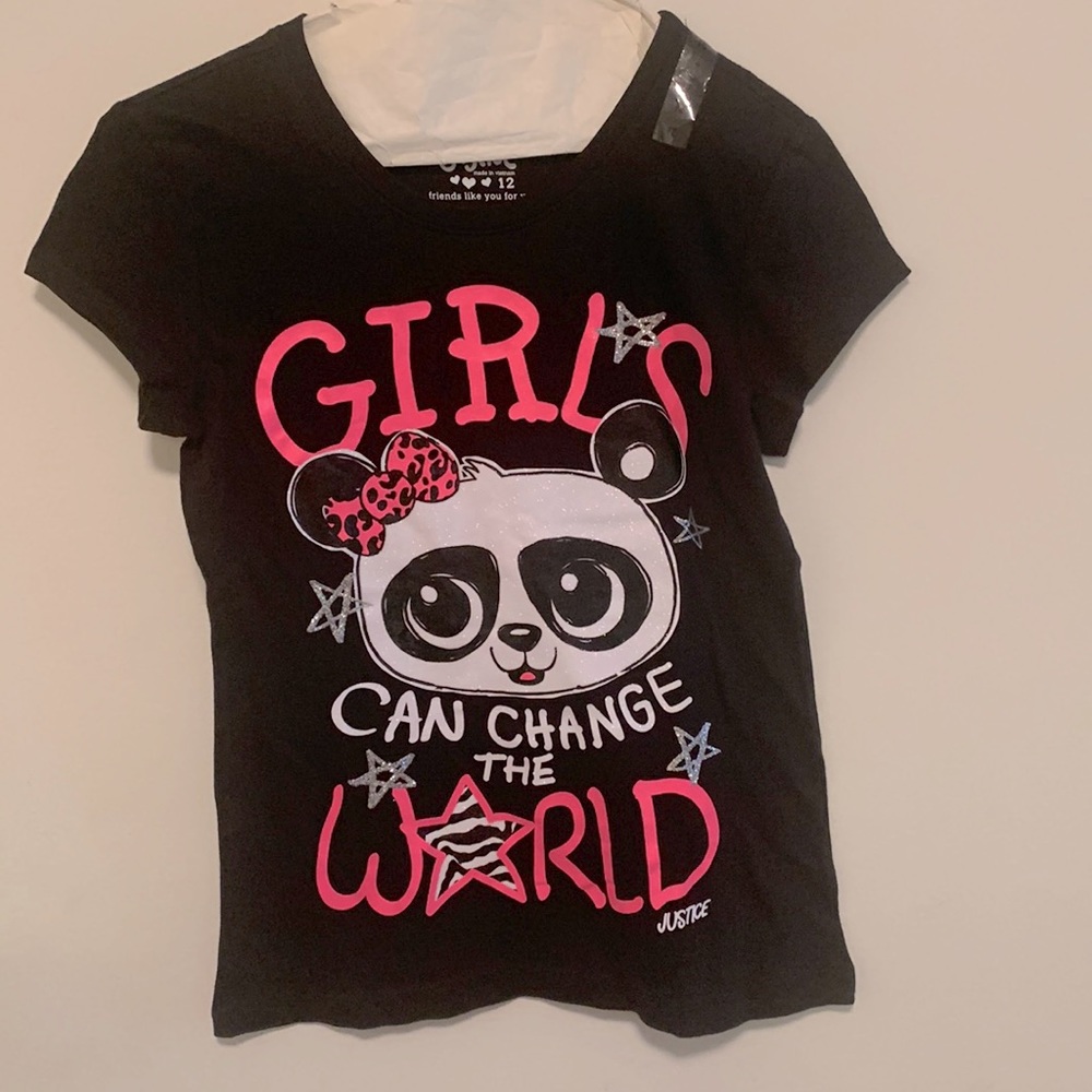 Justice T-shirt. “Girls can change the World”. Size 12